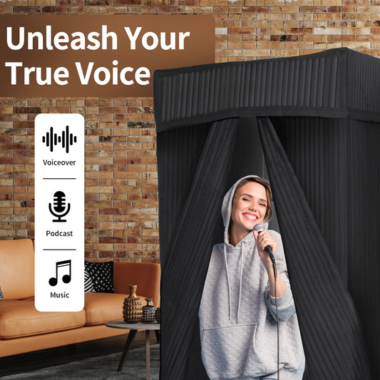 Portable Vocal Booth / Sound Dampening Recording Booth Studio Equipment for Crisp Dry Echo Free Vocals at Home & On the Road – Easy to Assemble & Travel Bag Included