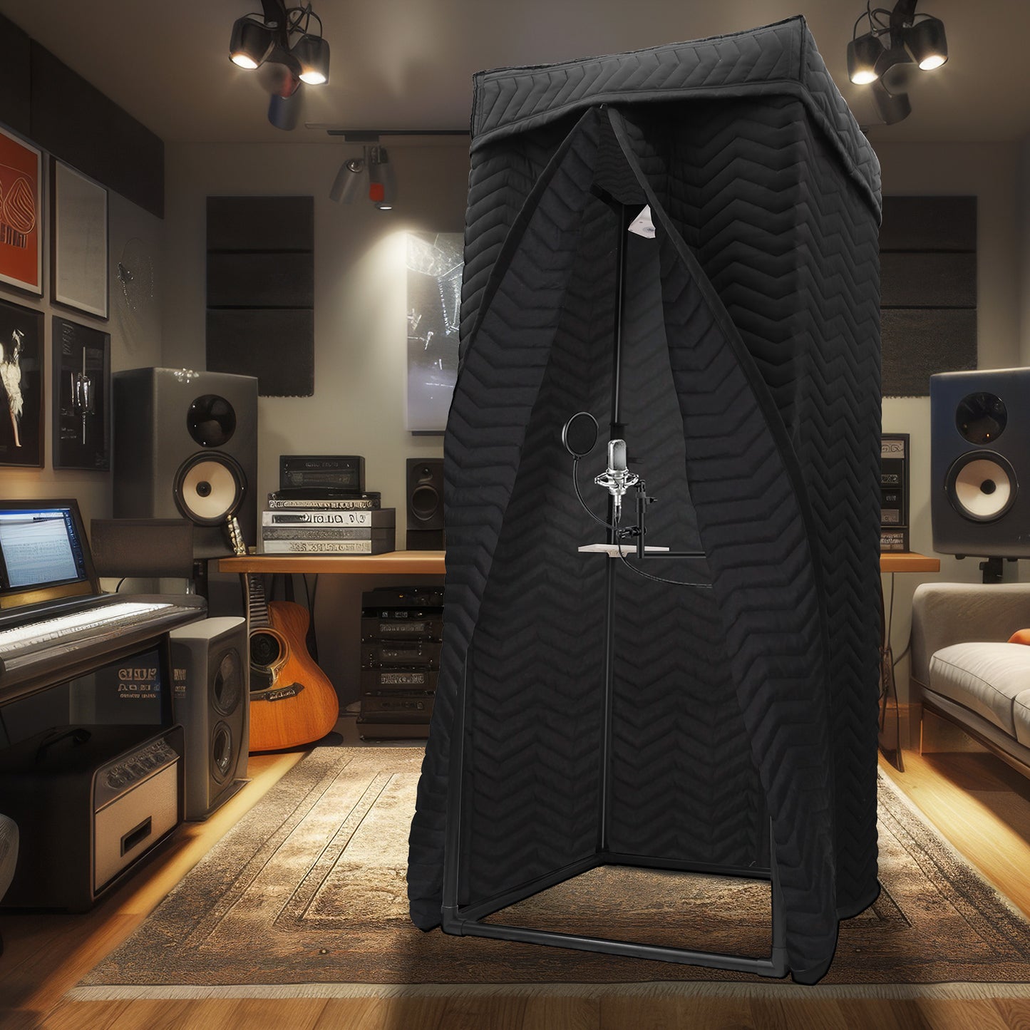Voctent Portable Vocal Recording Booth – Studio-Grade Echo-Free Sound Booth - ZIGZAG BLACK