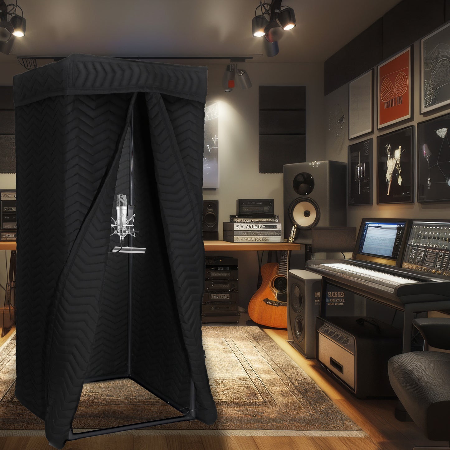 Voctent Portable Vocal Recording Booth – Studio-Grade Echo-Free Sound Booth - ZIGZAG BLACK