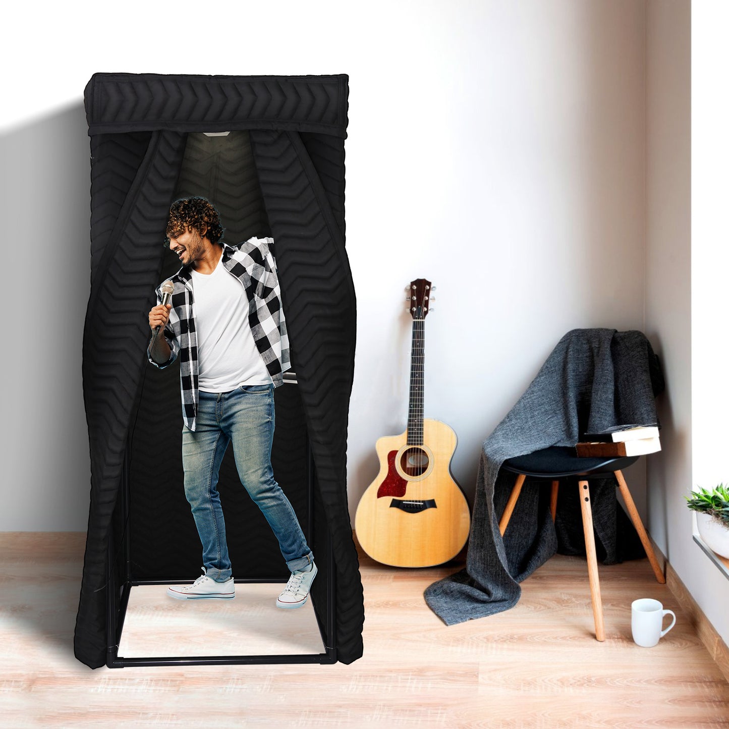 Voctent Portable Vocal Recording Booth – Studio-Grade Echo-Free Sound Booth - ZIGZAG BLACK