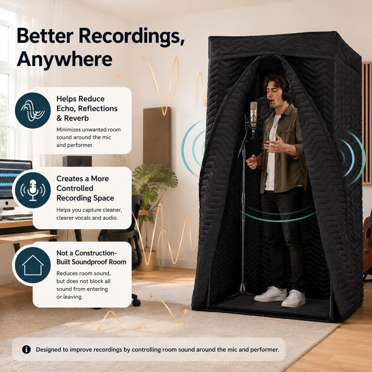 Portable Vocal Booth for Recording, Sound Booth for Home Studio