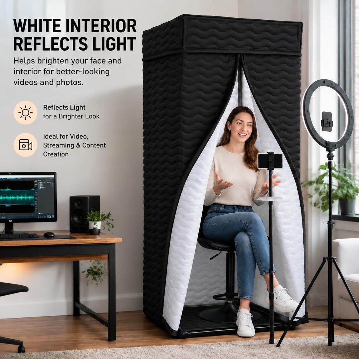 Portable Vocal Booth for Recording, Sound Booth for Home Studio