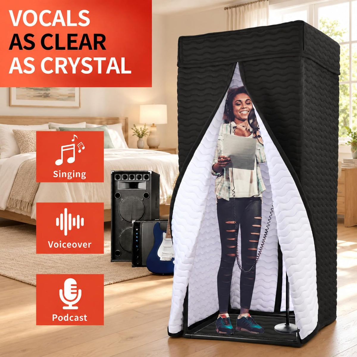Portable Vocal Booth for Recording, Sound Booth for Home Studio