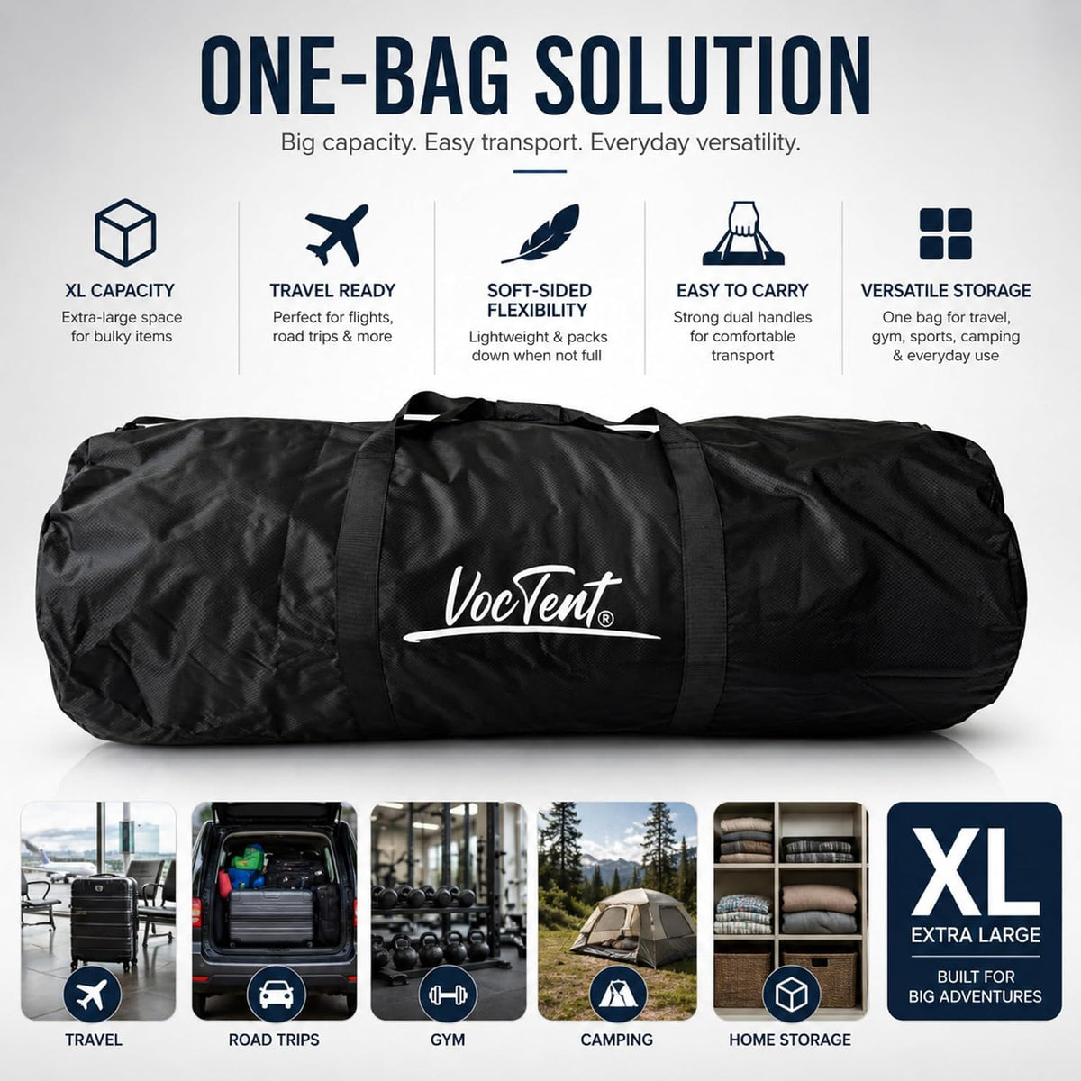 Extra Large Duffle Bag, 195L, XL Heavy Duty Travel Bag