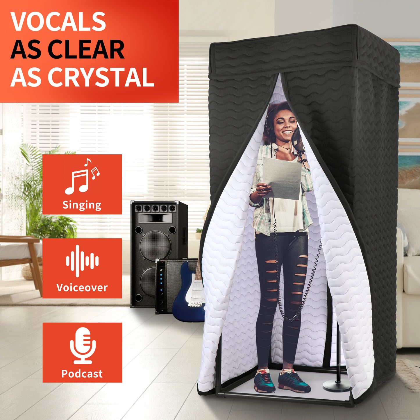 Voctent Portable Vocal Booth - Echo-Free Studio-Quality Recording for Voice Overs , Podcast & Music, Home Studio Sound Booth with Travel bag