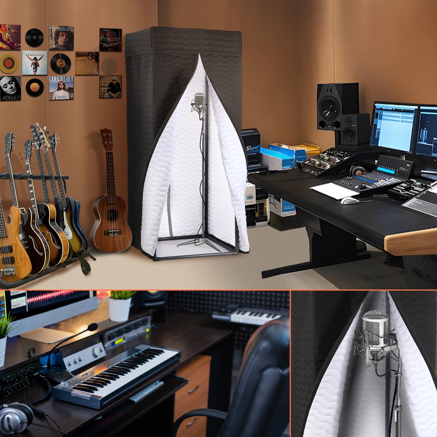 Voctent Portable Vocal Booth - Echo-Free Studio-Quality Recording for Voice Overs , Podcast & Music, Home Studio Sound Booth with Travel bag